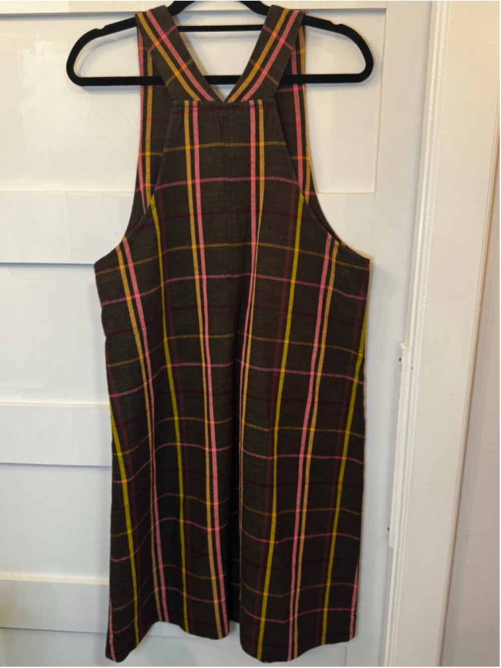 Ace & Jig Plaid Pinafore Apron Dress Brown Green Organic Cotton Size S - Picture 5 of 5